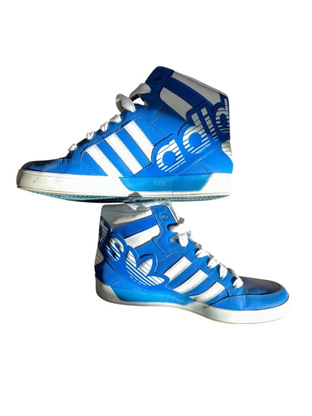 Adidas Hard Court Hi Big Logo K Kinder Sneakers White Blue High Top Y2K US 10 44
